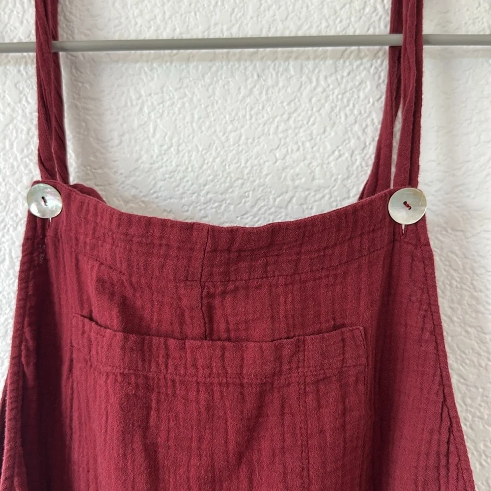 Zara slubbed cotton maroon mother pearl overall romper! - Picture 5 of 9